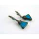 Teal Blue Triangle Drop Earrings