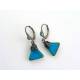 Teal Blue Triangle Drop Earrings