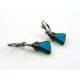 Teal Blue Triangle Drop Earrings