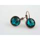 Copper Earrings with Teal Cabochons