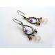 Oxidized Silver Chandelier Earrings with Rose Quartz, Garnet and Amethyst