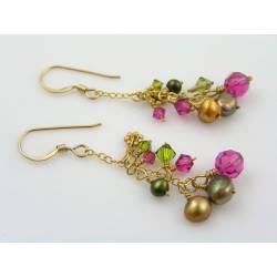 Bold Pearl and Crystal Gold Earrings