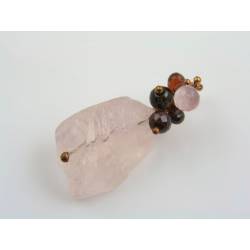 Wire Wrapped Rose Quartz and Garnet Pendant