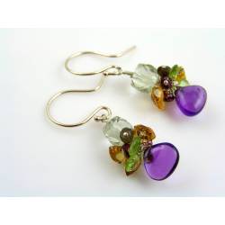 Gemstone Cluster Earrings, Sterling Silver