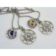 2 Compass Necklaces with Birthstones, Hand Stamped 'Find Your Way' 'Back To Me'