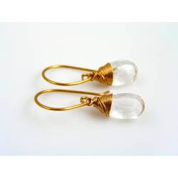 Rock Quartz Earrings, Bronze