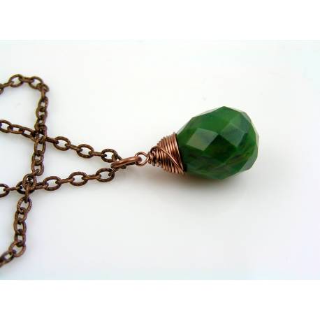 African Jade Necklace, Antique Copper