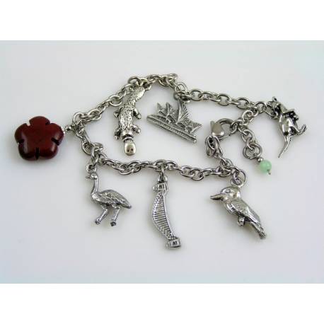 Charm Bracelet with Australian Charms and Gemstones