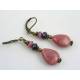 Rhodonite, Ruby and Sapphire Earrings