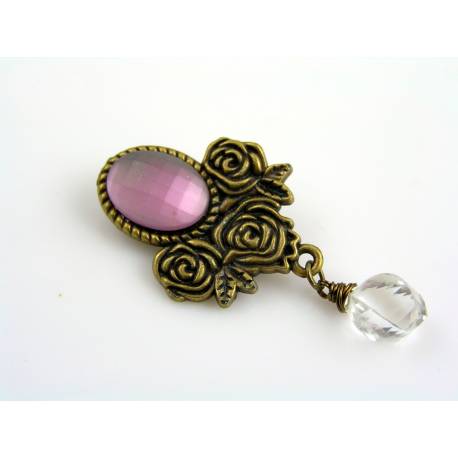 Ornate Brooch with Rock Quartz