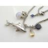 Save the Sharks, Charm Necklace with Natural Blue Chalcedony, Citrine and Iolite