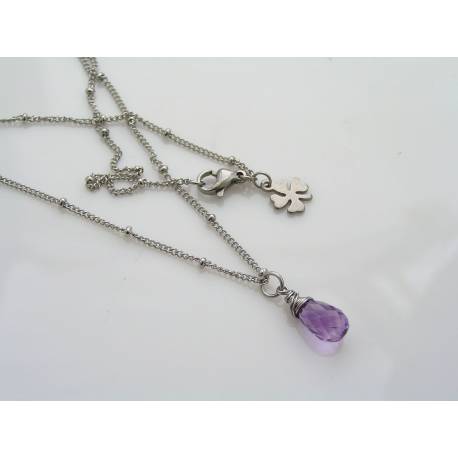 Pink Amethyst Nugget, Single Stone Necklace