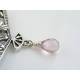 Large Pink Quartz Silver Brooch