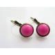 Pink Cabochon Sleeper Style Earrings