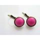 Pink Cabochon Sleeper Style Earrings