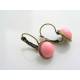 Pink Cabochon Sleeper Style Earrings