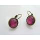 Pink Cabochon Sleeper Style Earrings