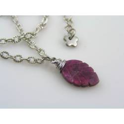 Carved Ruby Leaf Necklace