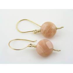 Peach Moonstone Gold Earrings