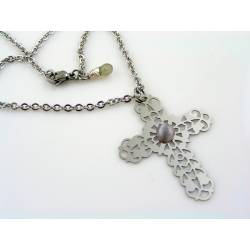 Filigree Cross with Cat's Eye Necklace