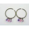 Pink and Purple Cubic Zirconia Hoop Earrings