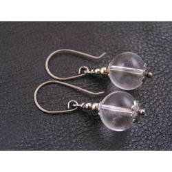 Rock Quartz Earrings, Titanium Ear Wires