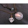 Embossed Bird Pendant Necklace with Rock Quartz and Labradorite