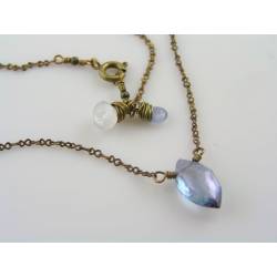 Mystic Blue Quartz, Moonstone and Sapphire Necklace