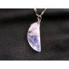 Moon and Star Necklace with Carved Rainbow Moonstone