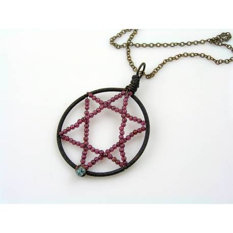 Wire Wrapped Star of David with Garnet