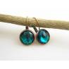 Copper Earrings with Teal Cabochons