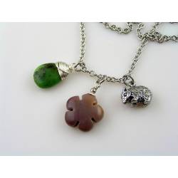 Wombat Necklace with Australian Gemstones, Mookaite and Chrysoprase