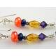 Long Sterling Silver Earrings with Gemstones and Crystals 