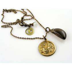 Smokey Quartz Crescent Moon Necklace