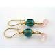 Fluorite Earrings with Rose Quartz, gold filled