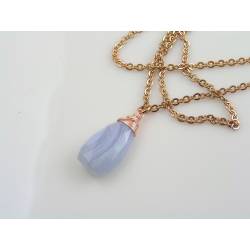 Blue Lace Agate Rose Gold Necklace