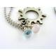 Matching Couple Necklaces, Gear Wheel Necklace with Rose Quartz and Labradorite