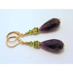 Large Amethyst and Olivine Earrings