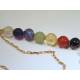 Chakra Gemstone Necklace, Hammered Flower Pendant