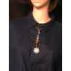 Chakra Gemstone Necklace, Hammered Flower Pendant