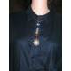 Chakra Gemstone Necklace, Hammered Flower Pendant