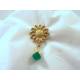 Sunflower Brooch with Green Onyx