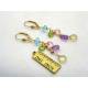 Blue Topaz, Pink Topaz, Lemon Quartz, Amethyst and Peridot Gold Earrings