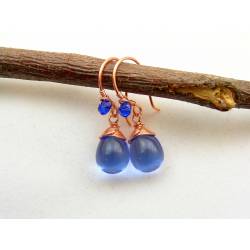 Sapphire Blue Czech Glass Teardrop Earrings