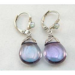 Wire Wrapped Blue Earrings