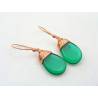 Green Drop Earrings, Wire Wrapped Czech Bead Earrings
