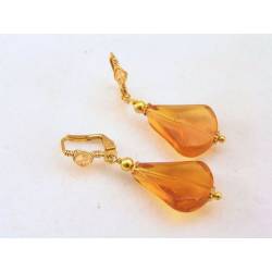 Wire Wrapped Glass Triangle Earrings