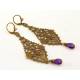 Long Ornate Amethyst Chandelier Earrings