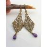 Long Ornate Amethyst Chandelier Earrings