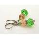 Sparkling Emerald Green and Peach Crystal Earrings